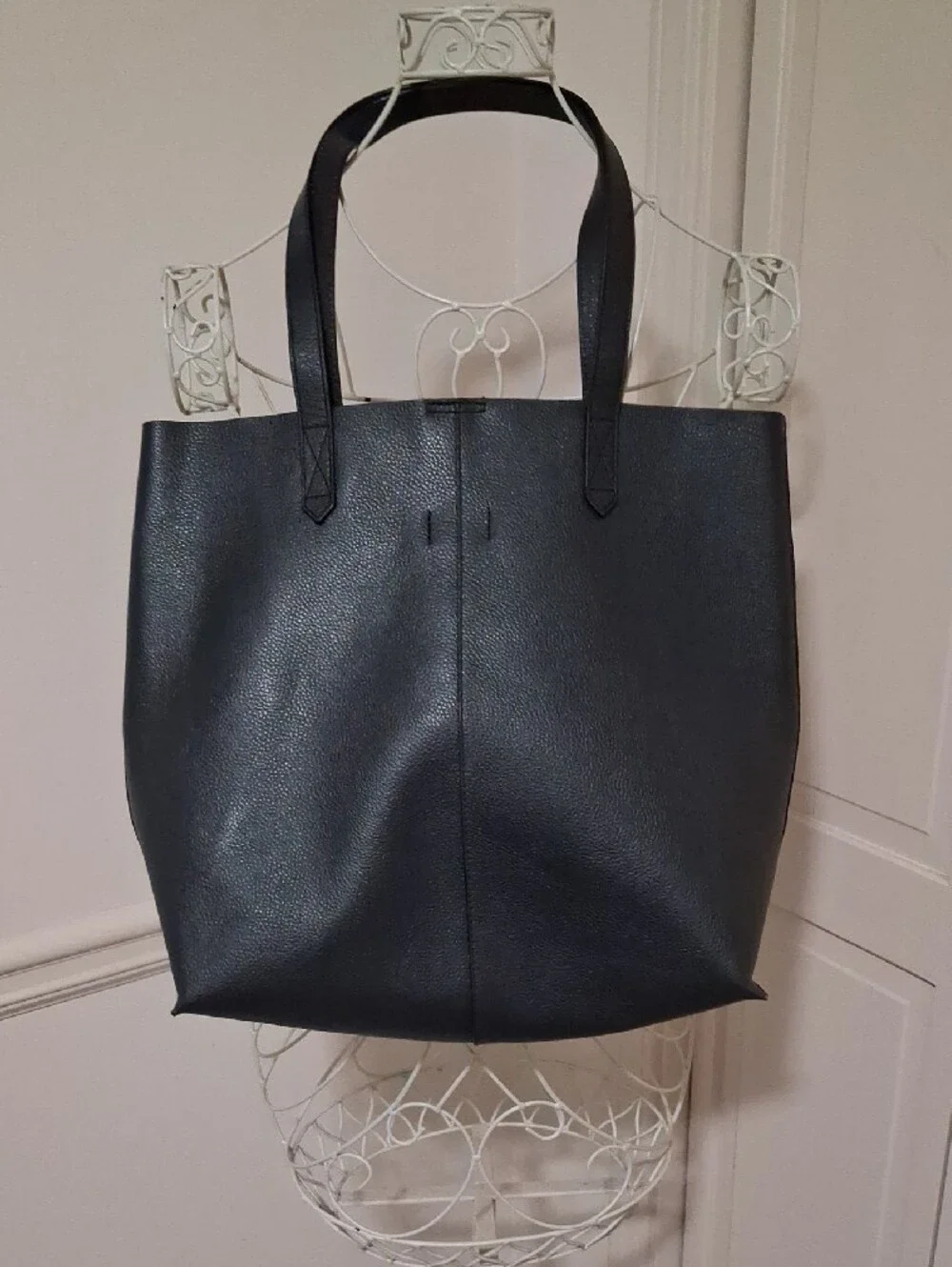 LOFT Black Pebbled Leather Tote